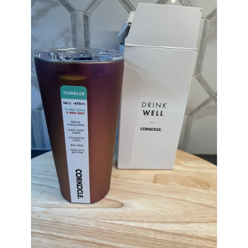 Corkcicle. 16 OZ Insulated Tumbler Stainless Steel - Nebula, Purple - New